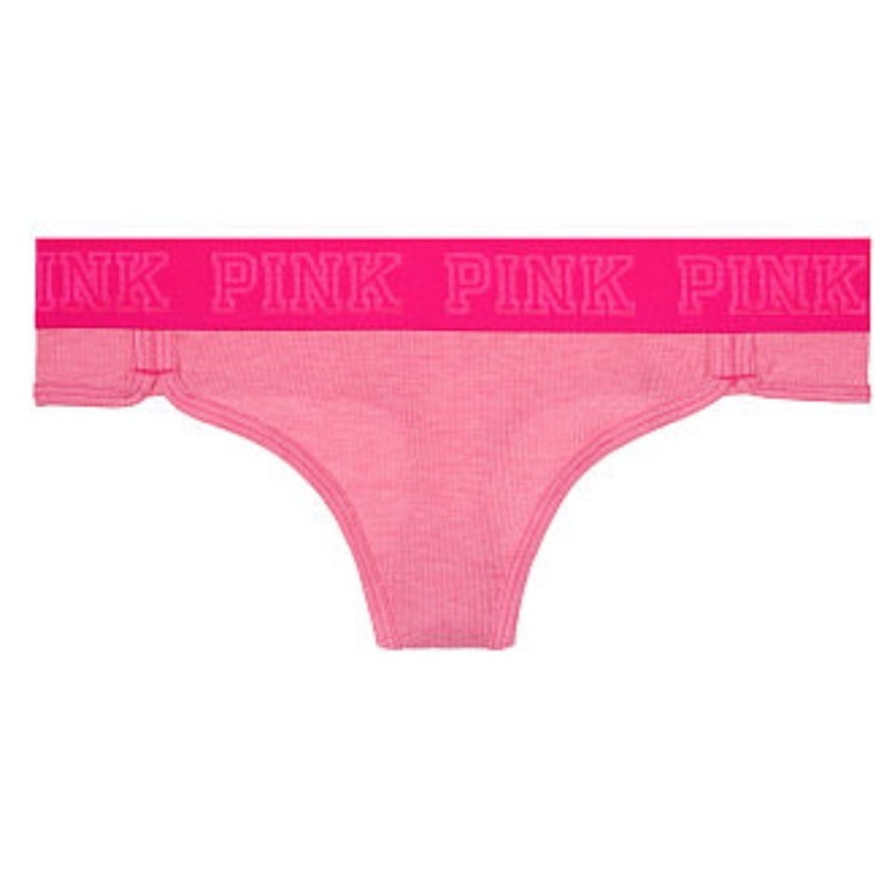 New Victoria’s Secret PINK Ribbed Logo Thong Panties - XSmall